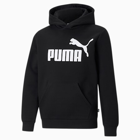 Essentials Big Logo Hoodie Youth, Puma Black, small-NZL