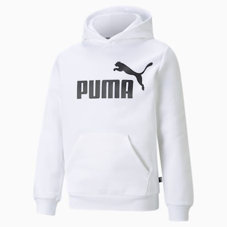 Felpa con cappuccio e logo grande Essentials Youth, Puma White, small