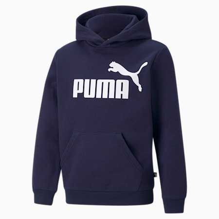 Essentials Jugend Hoodie mit großem Logo, Peacoat, small