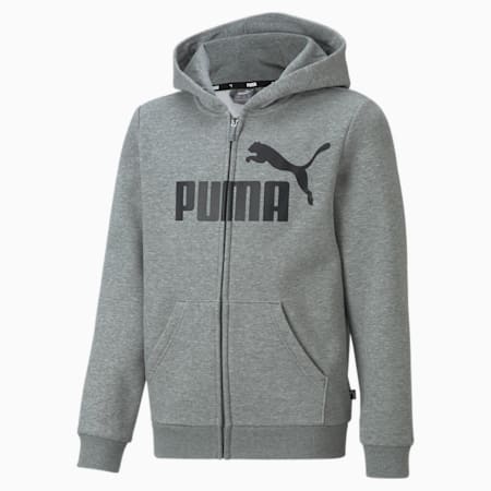 Essentials Big Logo Hoodie mit durchgehendem Reißverschluss Teenager, Medium Gray Heather, small