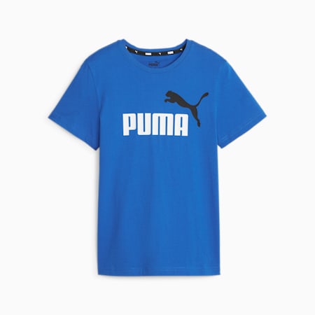 เสื้อยืดคอกลมเด็กโต Essentials+ Two-Tone Logo Tee, Racing Blue, small-THA