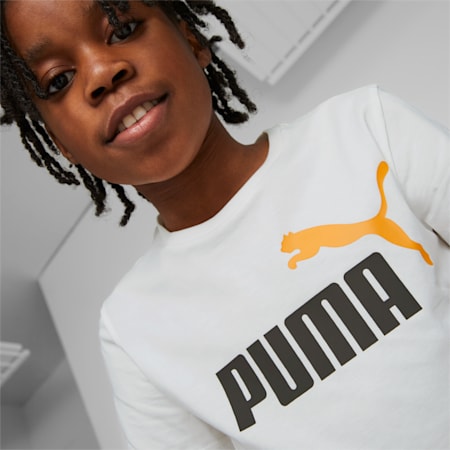 Essentials+ Two-Tone Logo Tee Youth, PUMA White-desert glay, small-PHL