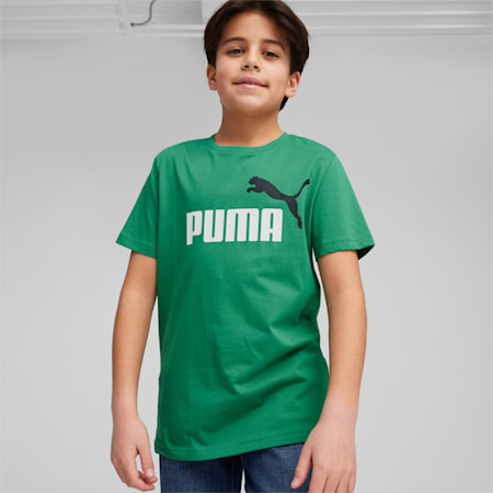 T-shirt con logo bicolore Essentials+ per ragazzi, Archive Green, small