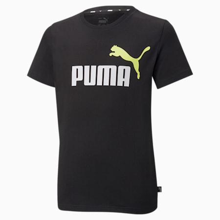 Essentials+ Two-Tone Logo Youth Tee, Puma Black-lemon, small-SEA
