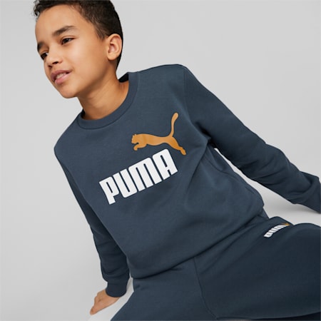 Essentials+ Two-Tone Big Logo Crew Neck Youth Sweater, Dark Night, small