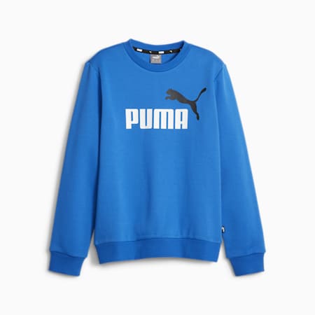 Essentials+ Two-Tone Big Logo Crew Neck Youth Sweater, Racing Blue, small