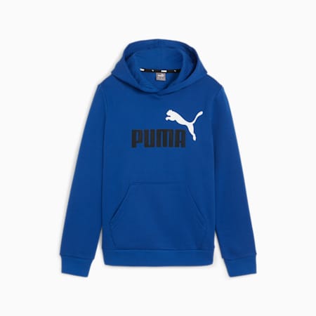Essentials+ hoodie met groot tweekleurig logo voor jongeren, Cobalt Glaze, small