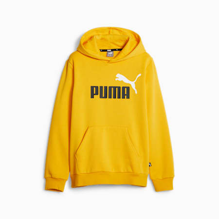 Essentials+ hoodie met groot tweekleurig logo voor jongeren, Yellow Sizzle, small