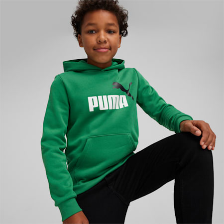 Sudadera con capucha Essentials+ Big Logo bicolor juvenil, Archive Green, small