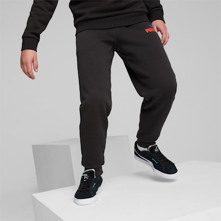 Pantalon Essentials+ Two-Tone Logo enfant et adolescent, PUMA Black-warm earth, small