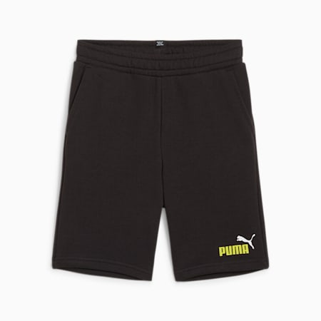 Shorts juvenil Essentials+ Two-Tone Logo, PUMA Black-Lime Sheen, small