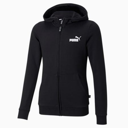 Essentials Small Logo hoodie met rits voor jongeren, Puma Black, small