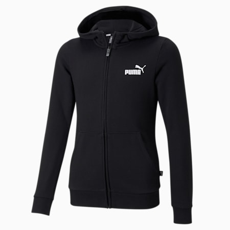 Reißverschluss-Hoodie Teenager mit kleinem Essentials Logo, Puma Black, small