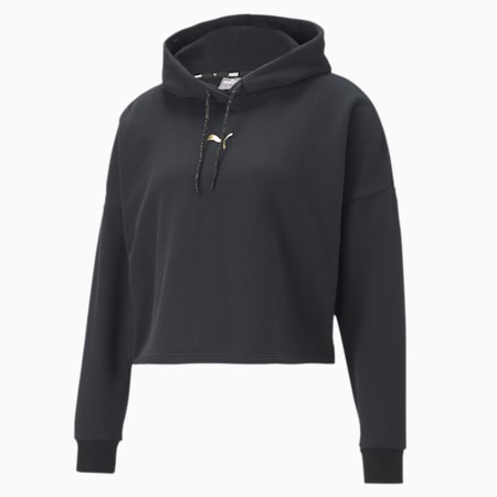 Metallic Nights Women's Hoodie, Cotton Black, small-SEA