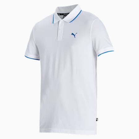 Collar Tipping Heather Slim Fit Men's Polo, Puma White, small-IND
