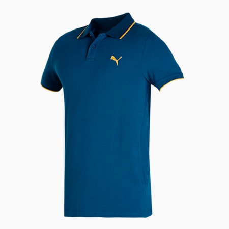 Collar Tipping Heather Slim Fit Men's Polo, Sailing Blue, small-IND