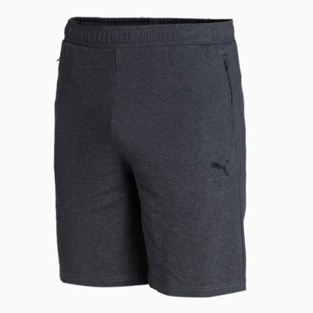 Zippered Slim Fit Woven Men's Jersey Shorts, Dark Gray Heather, small-IND