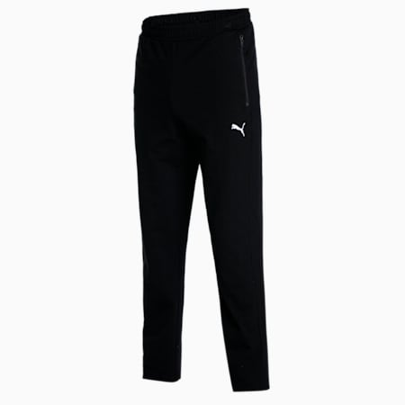 Zippered Knitted Slim Fit Men's Jersey Sweat Pants, Puma Black, small-IND