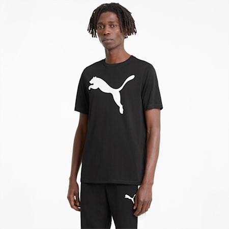 メンズ ACTIVE ビッグ ロゴ 半袖 Tシャツ, Puma Black, small-JPN