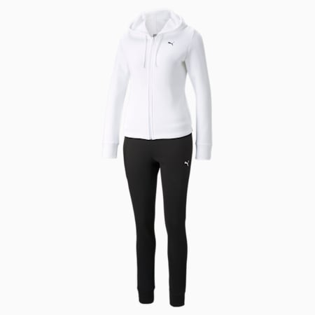 Classic Regular Fit Hooded Women's Track Suit, Puma White, small-IND