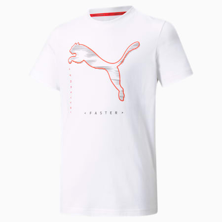 Active Sport Graphic Youth Tee, Puma White-High Risk Red, small-PHL