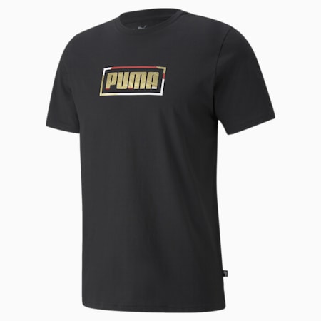 PUMA Graphic Metallic Regular Fit Men's T-Shirt, Puma Black, small-NZL