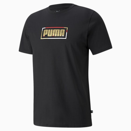 PUMA Graphic Metallic Regular Fit Men's T-Shirt, Puma Black, small-AUS