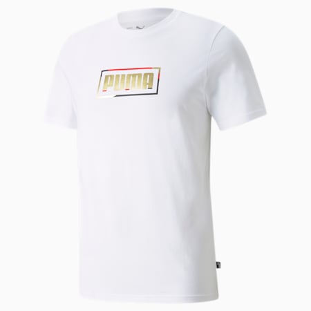 PUMA Graphic Metallic Regular Fit Men's T-Shirt, Puma White, small-AUS