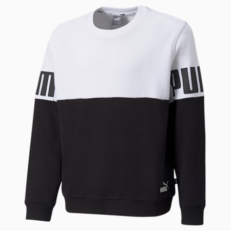 Power Colorblock-Sweatshirt mit Rundhalsausschnitt für Jugendliche, Puma White, small
