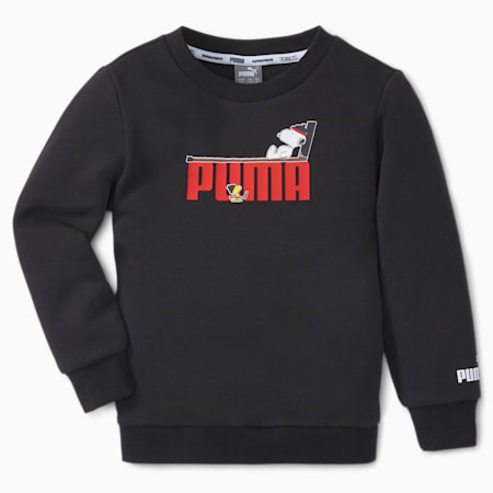 PUMA x PEANUTS Crew Neck Kids' Sweatshirt, Puma Black, small-AUS