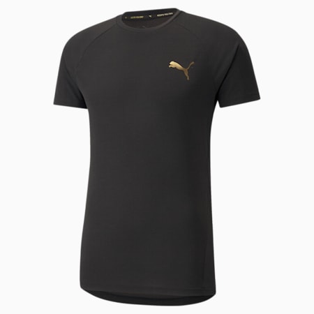 Evostripe Men's Tee, Puma Black-Gold, small-SEA