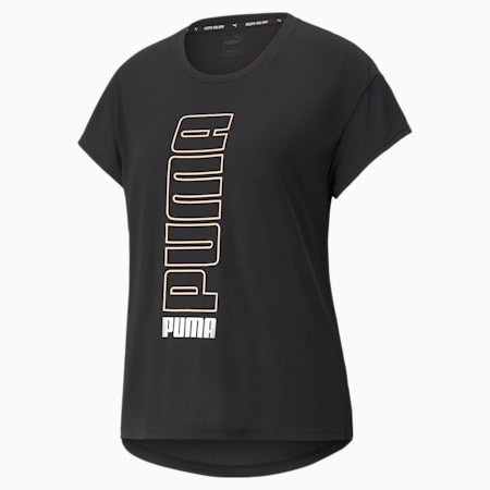 Modern Sports Women's Tee, Puma Black-Peach Parfait, small-SEA