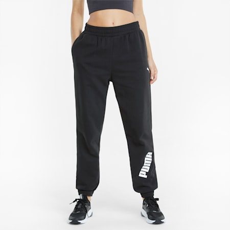 Modern Sports Relaxed Fit Knitted Women's Pants, Puma Black, small-IND
