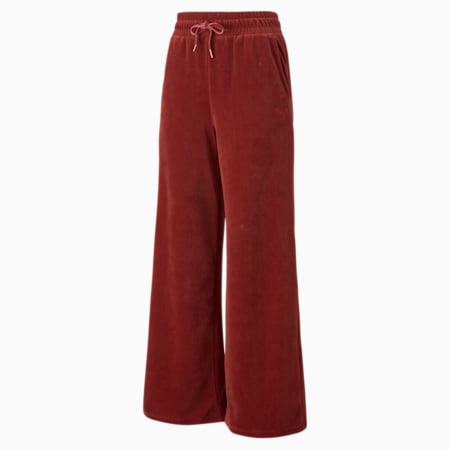 HER Velour Wide Women's Pants, Intense Red, small-AUS