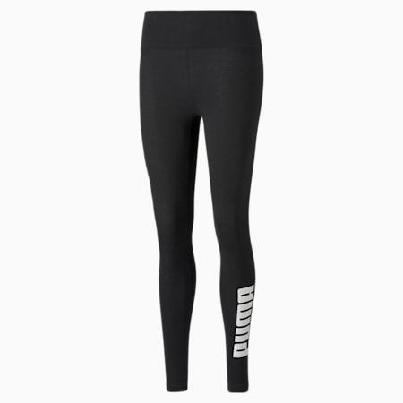 Power Logo Women's Leggings, Puma Black-White, small-PHL