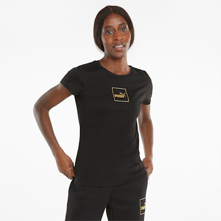 Holiday Women's Tee, Puma Black-Gold, small-PHL