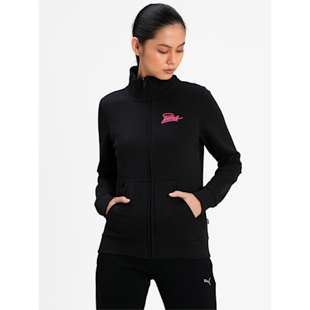 PUMA Women's Sweat Jacket, Puma Black, small-IND
