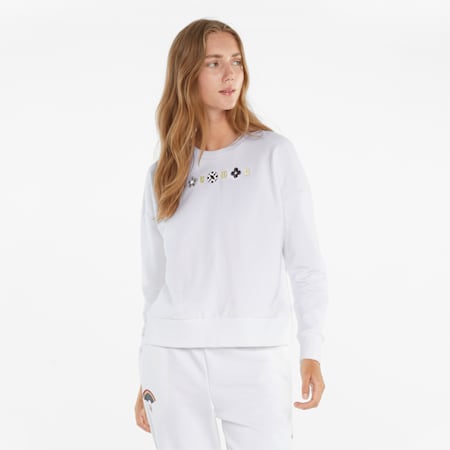 AS Crew Neck Women's Sweater, Puma White, small-AUS