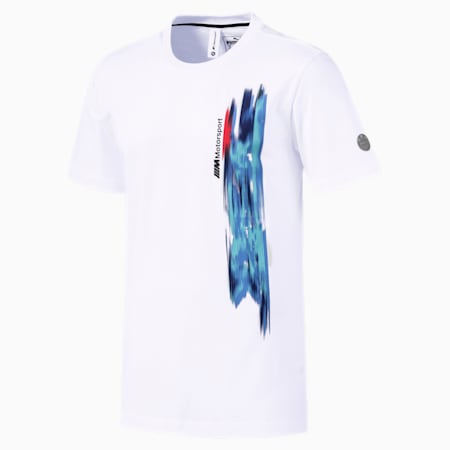 BMW M Motorsport Life Graphic Reflective Logo Men's T-Shirt, Puma White, small-IND