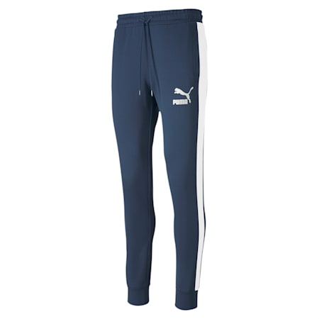Iconic T7 Knitted Men's Track Pants, Dark Denim, small-IND