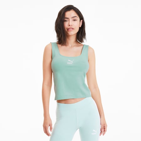 Camiseta De Tirantes Para Mujer Classics Logo Mist Green Puma Pamela S Favourites Puma Espana