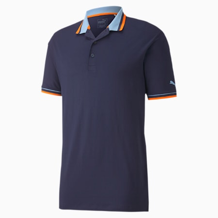 X Tipped Men's Golf Polo Shirt, Peacoat, small-SEA