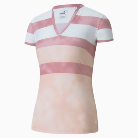 Dye Stripe Women's Golf Polo Shirt, Peachskin, small-SEA
