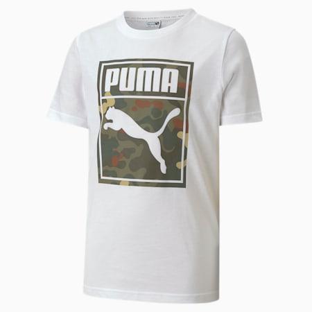 Classics Graphic Youth Tee, Puma White-forest night, small-SEA