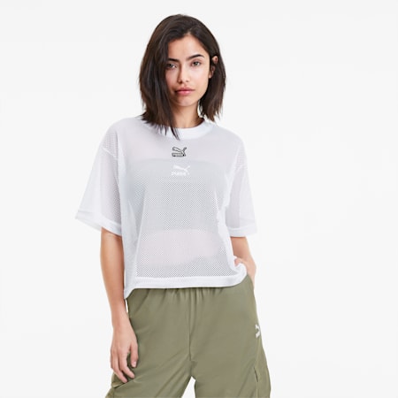 womens white mesh top