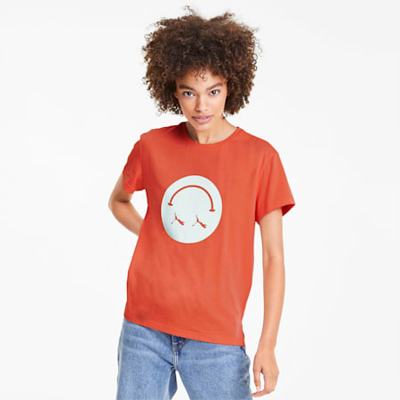 Women's Streetwear Graphic Tee, Hot Coral, small-SEA