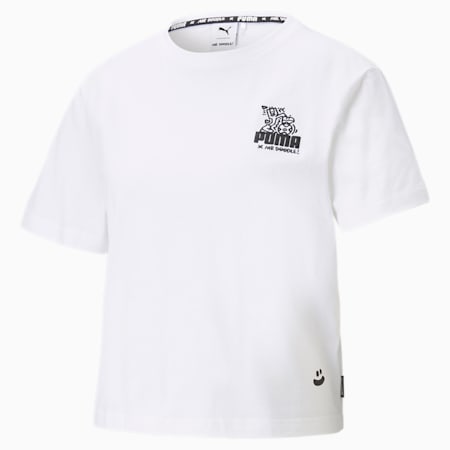 PUMA x MR DOODLE Women's Cropped T-Shirt, Puma White, small-IND
