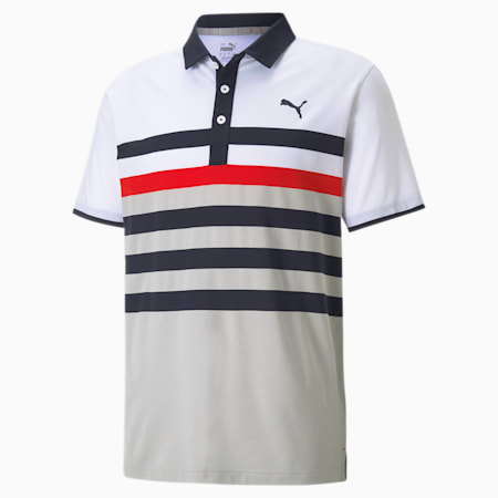 MATTR One Way Men's Golf Polo Shirt, Navy Blazer-High Risk Red, small-SEA