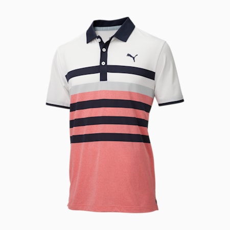 MATTR One Way Men's Golf Polo Shirt, Teaberry-Bright White, small-AUS