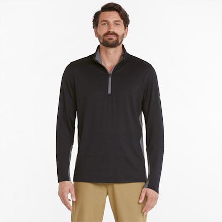 Gamer Quarter-Zip Men's Golf Sweatshirt, Puma Black, small-GBR